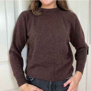 Vintage 100% Lambswool Wool Brown Speckled Knit Sweater Size Small